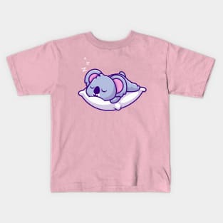 Cute Koala Sleeping On Pillow Cartoon Kids T-Shirt